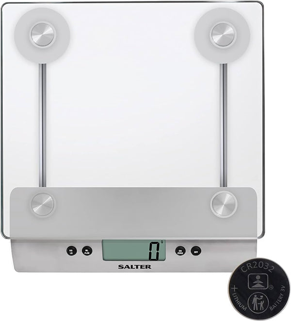 Salter Electronic Glass Kitchen Scales 3003SS with digital display, 5kg capacity - available at Keans Claremorris