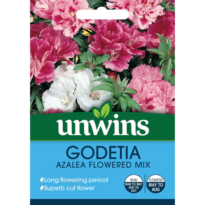 Azalea Flowered Mix Seeds - 800 Godetia seeds with red and pink semi-double blooms, grows 45cm, prefers full sun - Keans