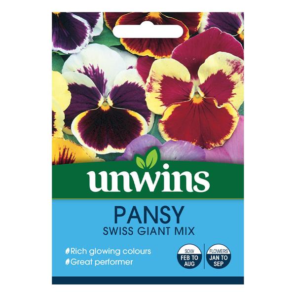 Pansy Swiss Giant Mix with velvety, colorful blooms, great garden performers. Available at Keans Claremorris.