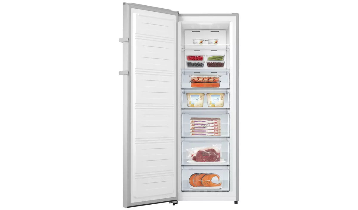 Hisense FV298N4ACE tall stainless steel freezer, spacious design, available at Keans Claremorris