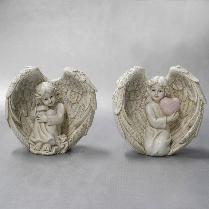 Memorial Angels with Love Heart surrounded by Wings 2ass 14.5cm - Image 1