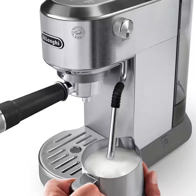DeLonghi Dedica Arte Manual Espresso Coffee Maker with new Milk Frothing Function - Silver Stainless Steel Touch - Image 2