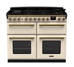 Rangemaster Dual Fuel Estel Deluxe 110cm Slow Cook Oven Antique Brass Trim