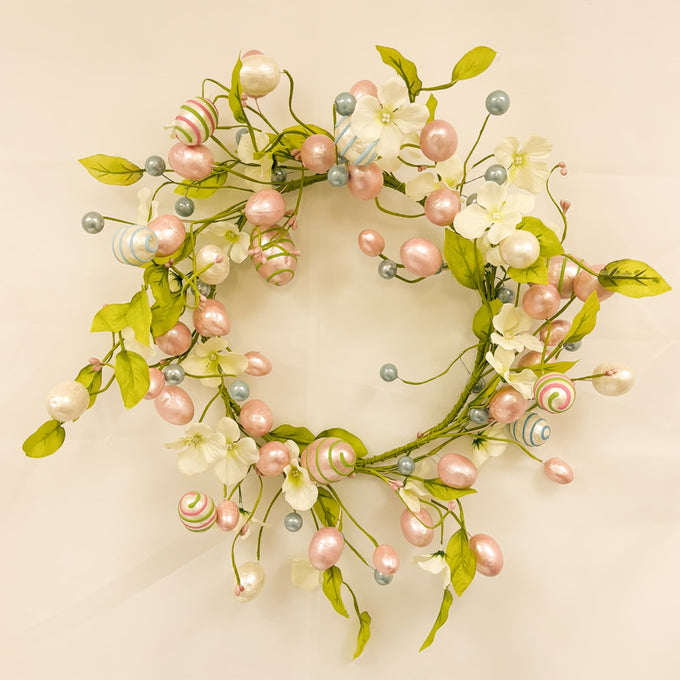 Pearlescent Butterfly & Egg Wreath 50cm - Image 1