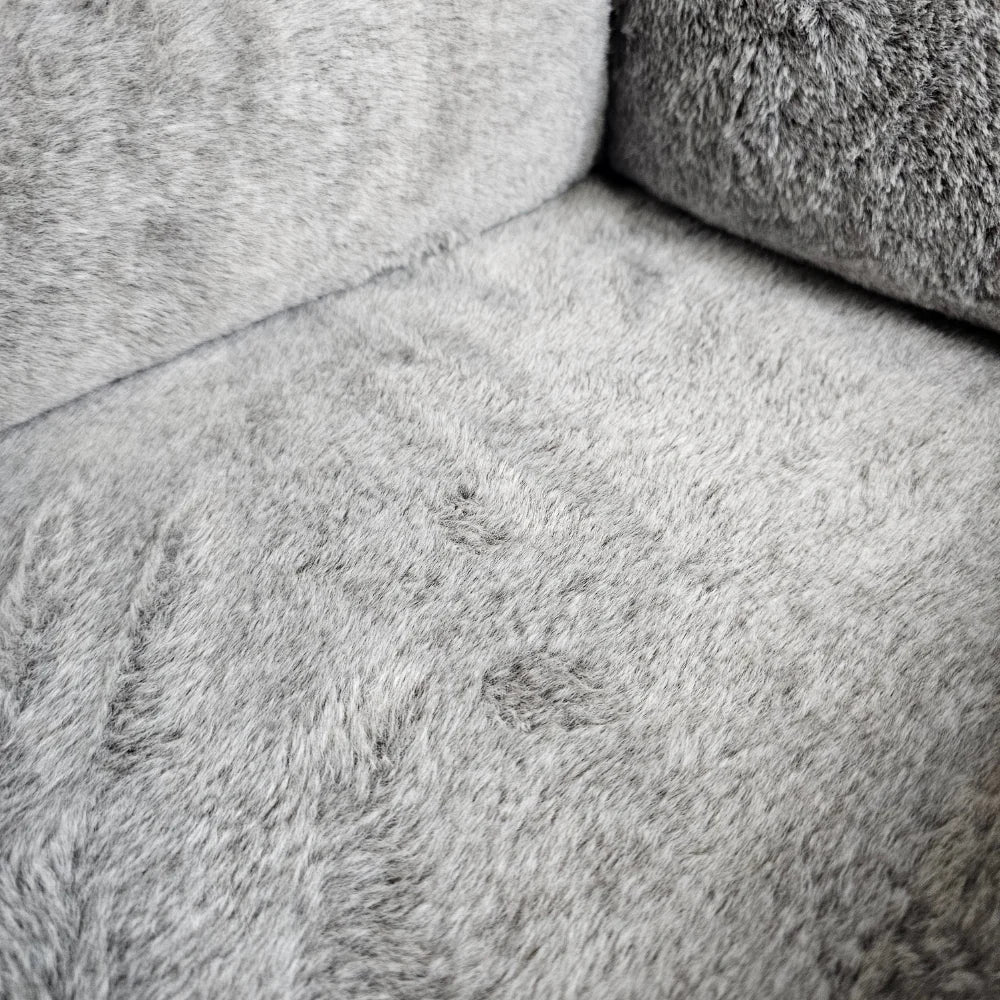 Close-up of the soft grey plush fabric on the Alice & Co Orthopaedic Dog Bed Chester.