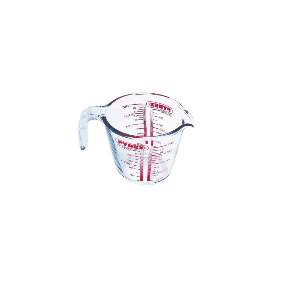 Pyrex 0.5L glass measuring jug, oven and freezer safe, thermal shock resistant, non-porous, available at Keans Claremorris.