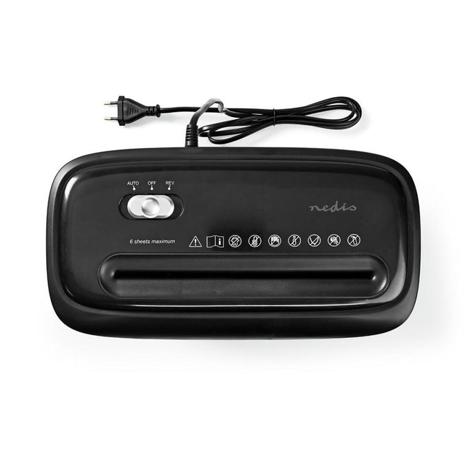 Nedis A4 6 Sheet 12 Ltr Paper Shredder, compact design for home or office use – available at Keans Claremorris.