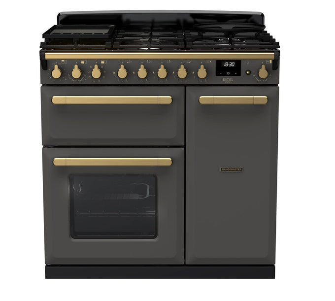 Rangemaster Dual Fuel Estel Deluxe 90cm Antique Brass Trim - Image 2