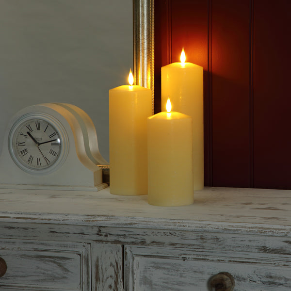 Alderbrook Ivory Large LED Pillar Candles – Set of 3 BO