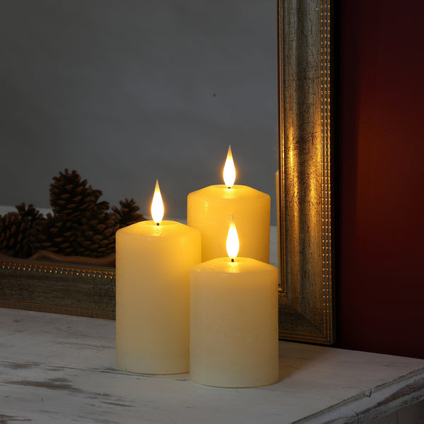 Alderbrook Ivory Set of 3 Medium Pillar Candles BO