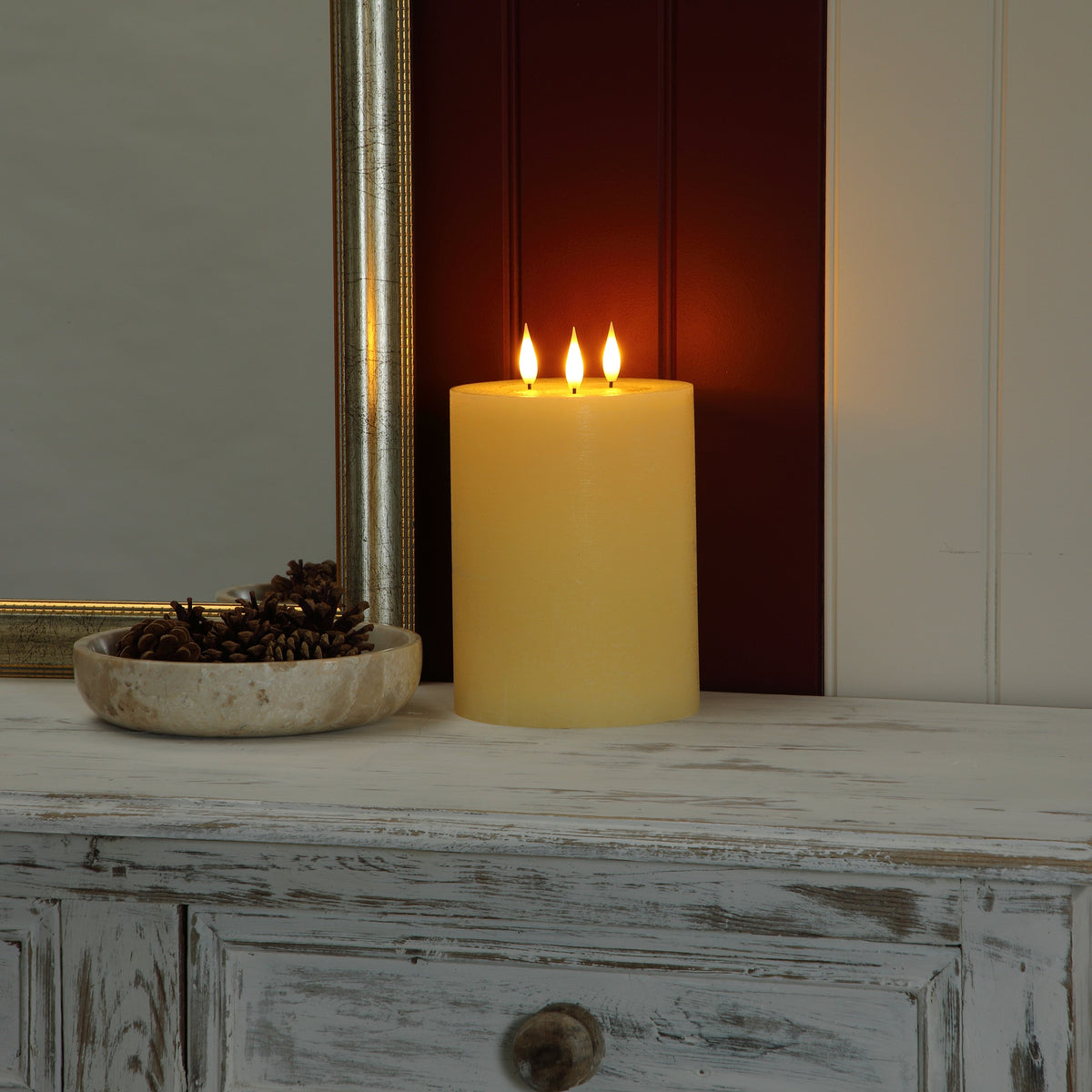Alderbrook Ivory Multi-Wick LED Candle 15cm x 20cm BO - Image 1