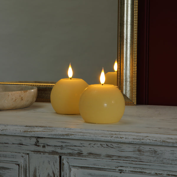 Alderbrook Ivory LED Sphere Candles 10cm – Set of 2