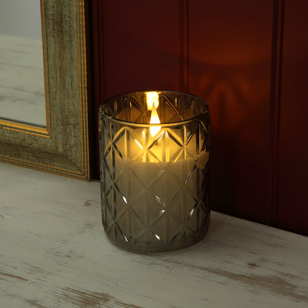 Alderbrook Crystal Glass Holder with Ivory LED Candle 12.5cm