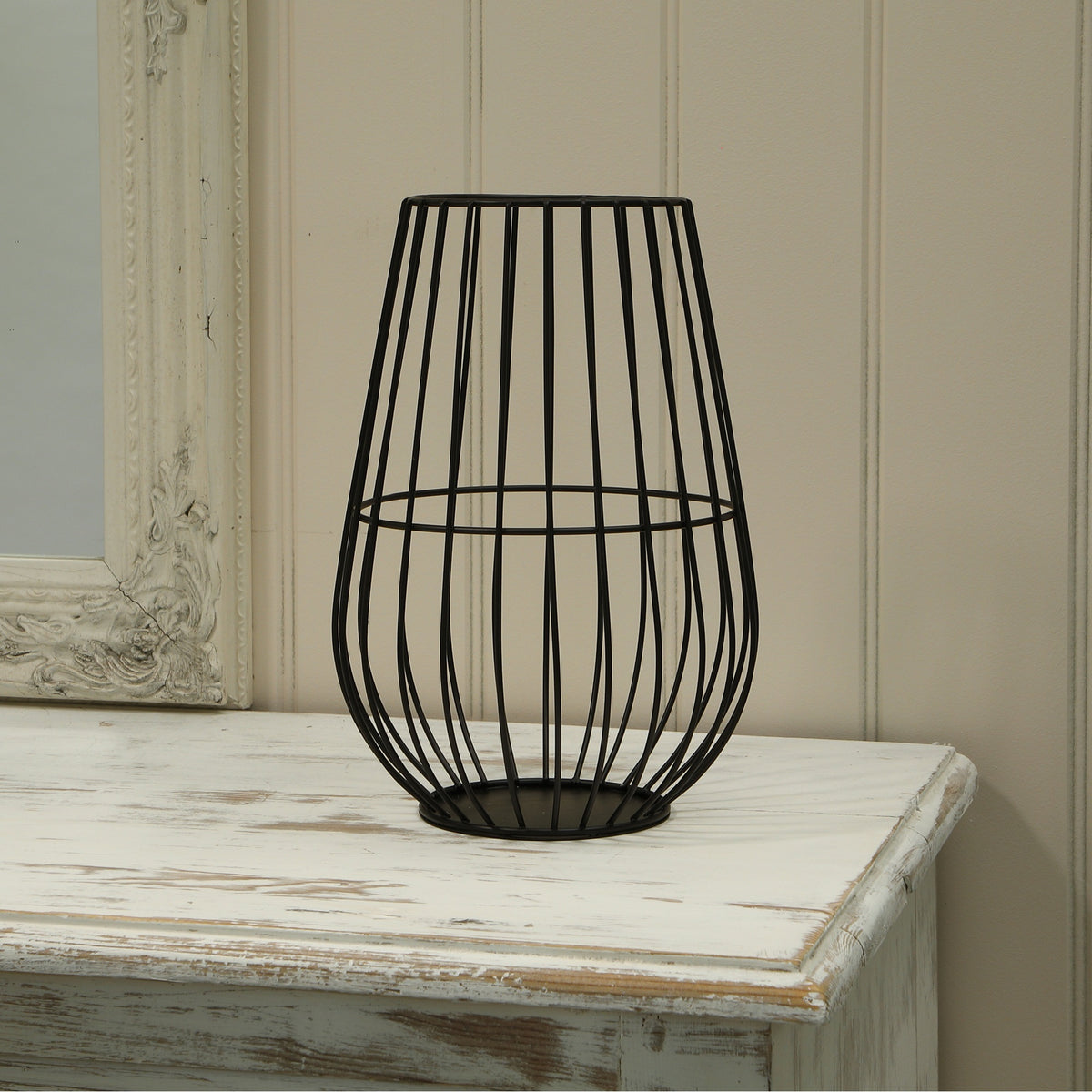 Alderbrook 27cm Black Metal Basket Lantern - Image 1