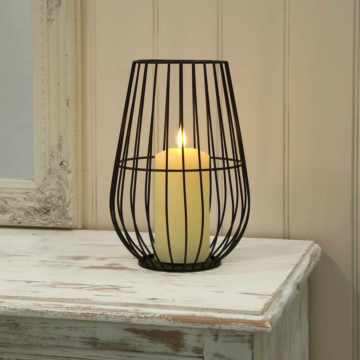 Alderbrook 27cm Black Metal Basket Lantern - Image 2