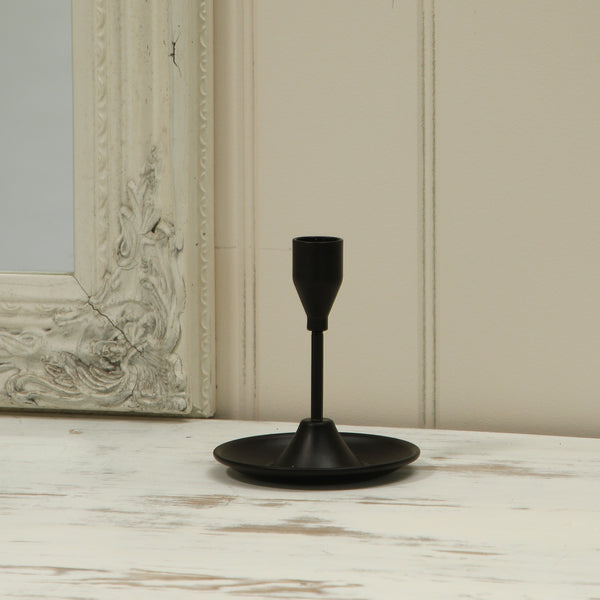 Alderbrook 11cm Black Metal Curved Dinner Candle Stick