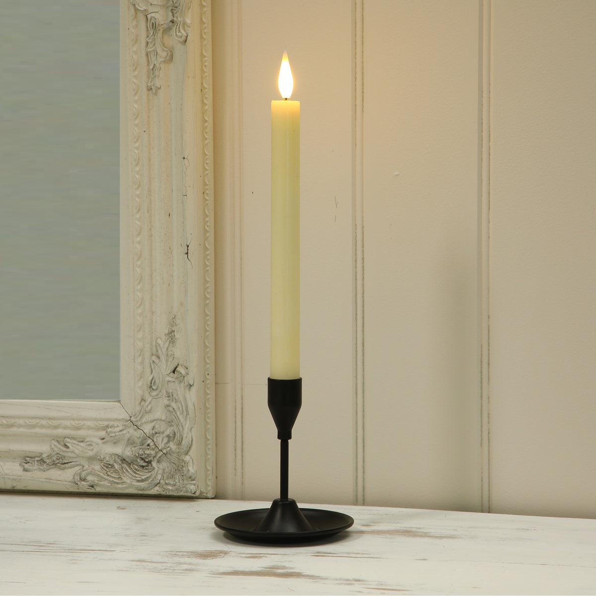 Alderbrook 11cm Black Metal Curved Dinner Candle Stick - Image 2