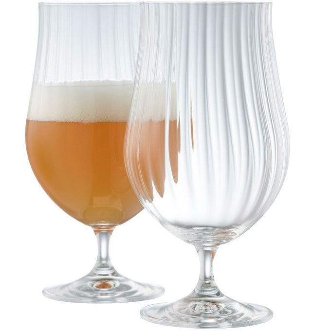 Pair of Galway Crystal Erne tulip beer and cocktail glasses, 19cm tall, elegant design, gift boxed – Keans Claremorris.