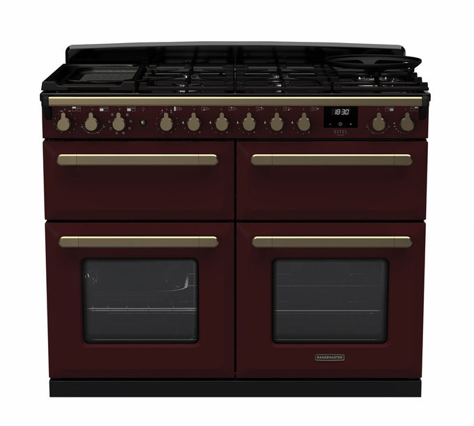 Rangemaster Dual Fuel Estel Deluxe 110cm Slow Cook Oven Antique Brass Trim - Image 4