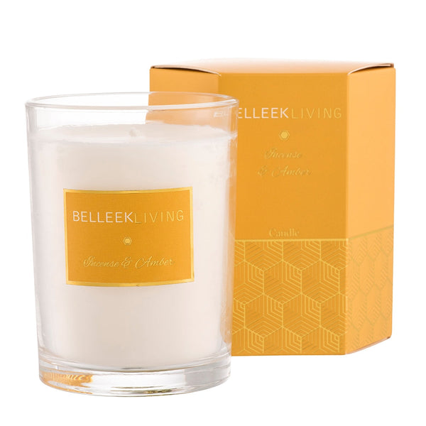 Belleek Home Fragrance Incense & Amber Candle with sage, cinnamon, amber scent, 40-hour burn time, Keans Claremorris.