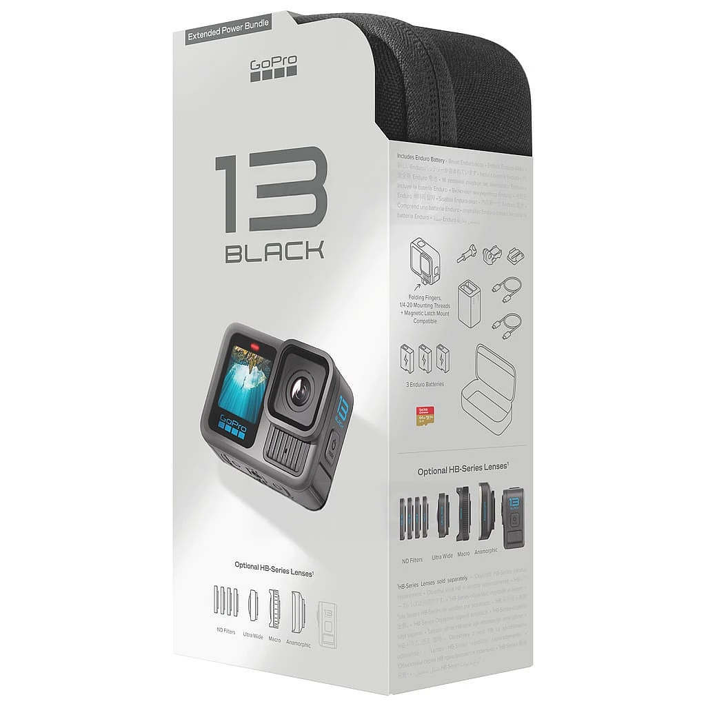 GoPro Hero 13 Black Extended Power Bundle packaging with camera image and carrying case on top