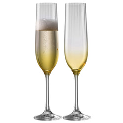 Galway Crystal Erne Amber Flute Set of 2, 24cm tall, vibrant stemware in gift box – available at Keans Claremorris