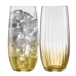 Galway Crystal Erne Amber Hiball Glasses Set of 2, 15.2cm tall, vibrant color, gift boxed – Keans Claremorris