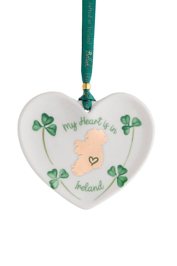 Belleek Classic My Heart is in Ireland Hanging Ornament