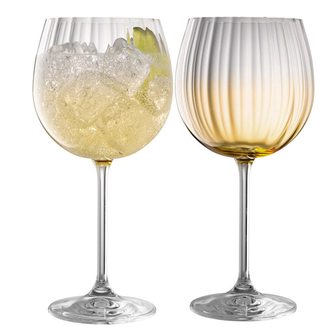 Galway Crystal Erne Amber Gin & Tonic Pair, large balloon glasses with elegant lines, gift boxed, Keans Claremorris.