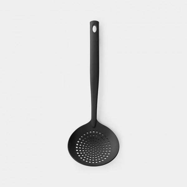 Brabantia black nylon skimmer strainer spoon, heat resistant, ergonomic, dishwasher safe – available at Keans Claremorris.
