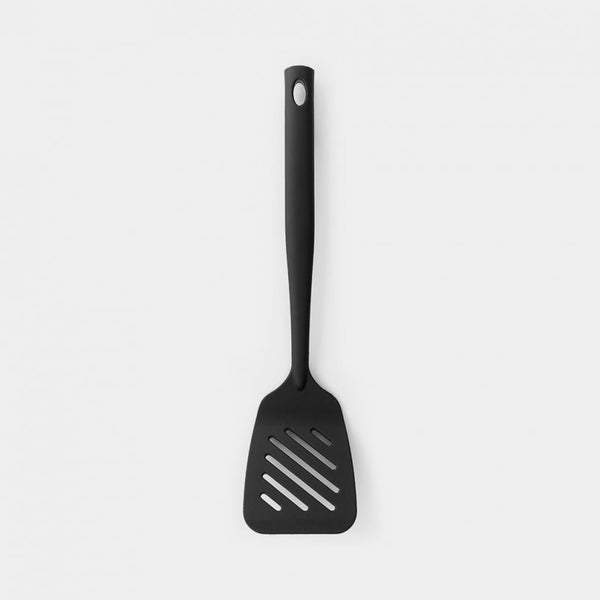Brabantia Large Black Nylon Spatula with slots, heat resistant, ergonomic, dishwasher safe – Keans Claremorris