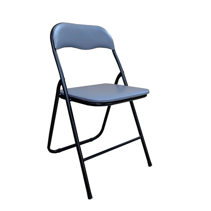 Folding Padded Chair Grey with PVC seat, steel powder-coated frame, 44x46x78cm – Keans Claremorris
