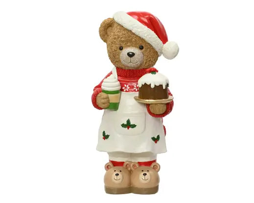 Bear Polyresin Standing Cake, Red/Colour, H.57cm - Image 1