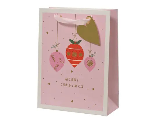 Pink Christmas Ornament Gift Bag 26x10x32cm - Image 1