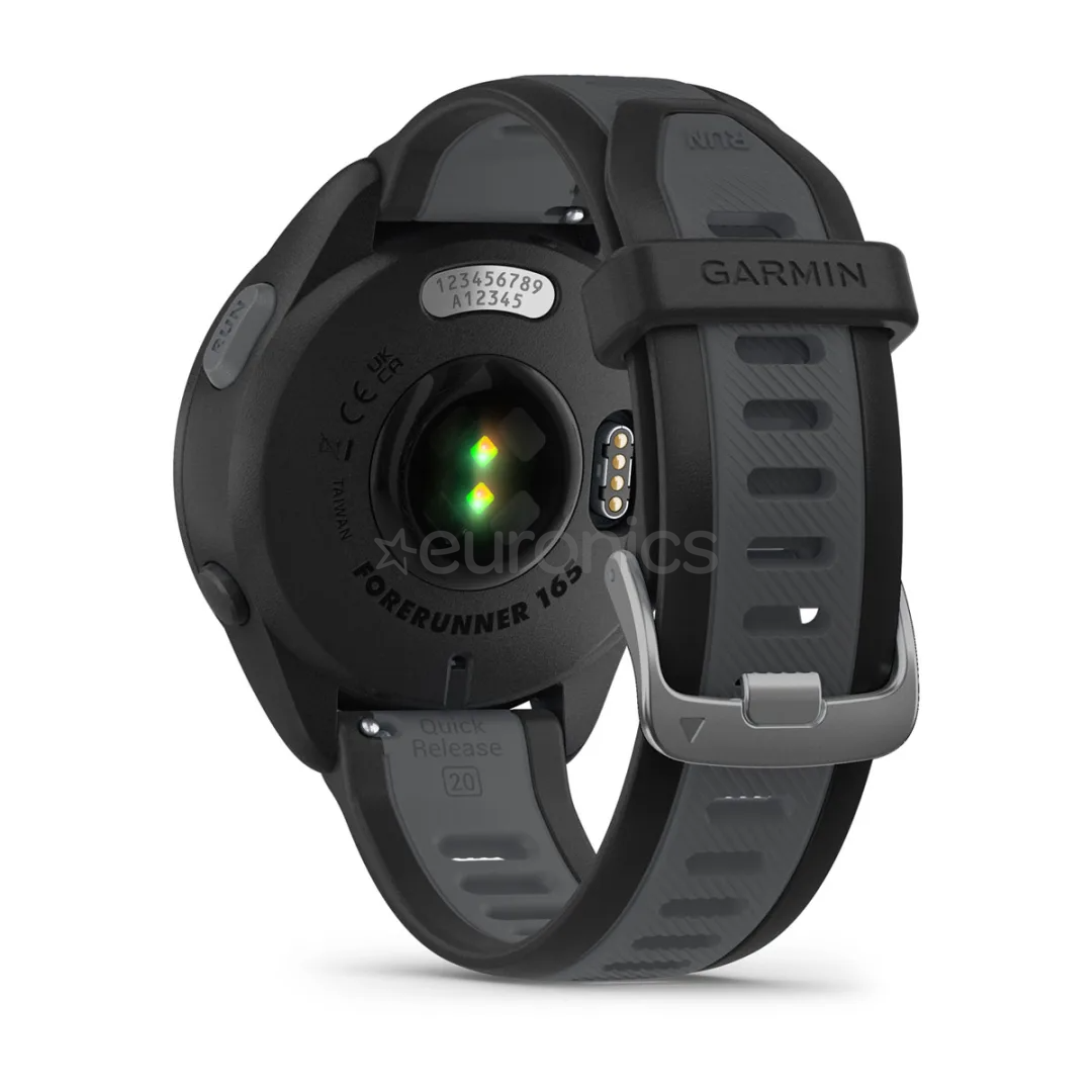 Garmin Forerunner 165 Music GPS Watch Black & Slate Grey, lightweight fitness tracker, available at Keans Claremorris