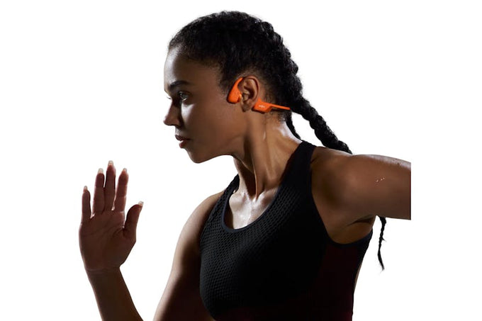 Shokz OpenRun Pro 2 Orange open-ear wireless headphones, lightweight, bone conduction, from Keans Claremorris