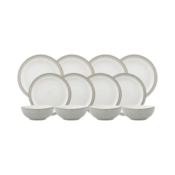 Denby Elements Light Grey 12 Piece Tableware Set - Durable stoneware dinnerware, available at Keans Claremorris