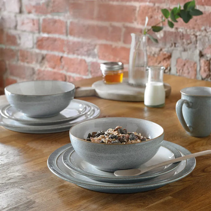 Denby Elements Light Grey 12 Piece Tableware Set - Durable stoneware dinnerware, available at Keans Claremorris