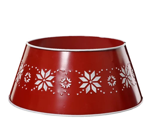 Tree Ring –Christmas Red with White Snowflakes d. 70cm - Image 1