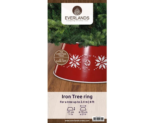 Tree Ring –Christmas Red with White Snowflakes d. 70cm - Image 2
