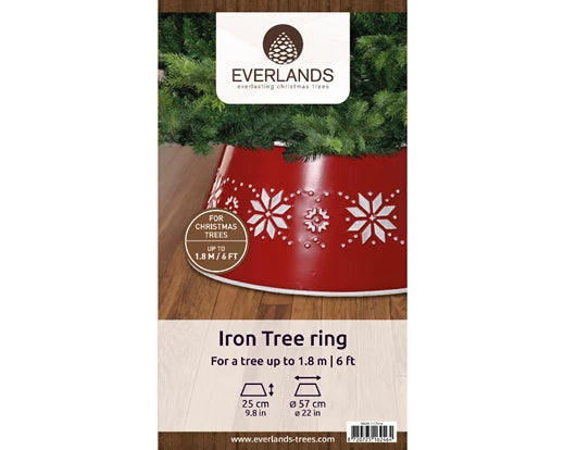 Tree Ring – Red with White Snowflakes 57cm - Image 2