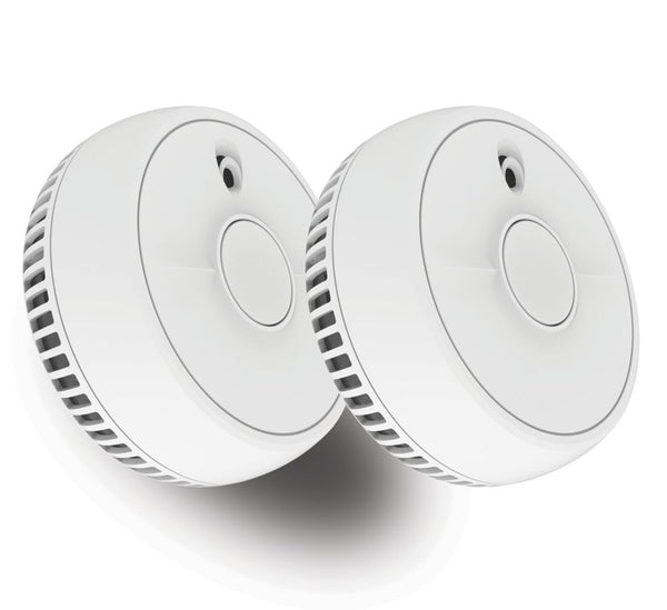Fire Angel Twin Smoke Alarm with toast-proof optical sensor, 85dBA alarm, test/hush button, replaceable battery - Keans