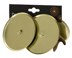 Pack of 4 light gold iron candleholders with shiny finish, 8cm diameter, 4.5cm height – Keans Claremorris