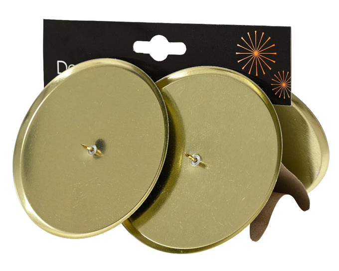 Pack of 4 light gold iron candleholders with shiny finish, 8cm diameter, 4.5cm height – Keans Claremorris