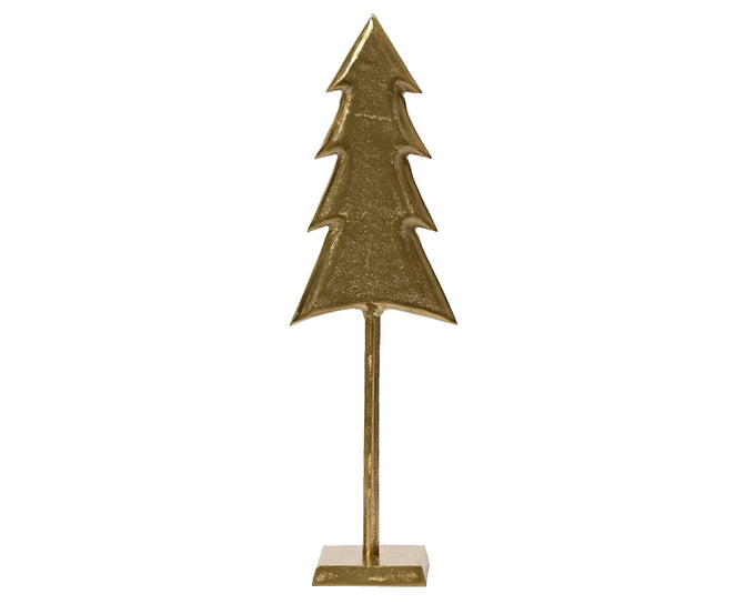 Gold Dec Tree aluminum decoration 70cm tall, 13x30cm base – elegant holiday decor from Keans Claremorris