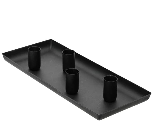 Iron Candleholder – Rectangular with 4 Holders Black 29cm x12cm - Image 1