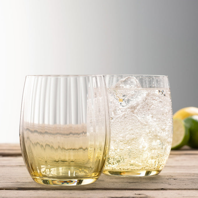Galway Crystal Erne Amber Tumbler Set of 2, elegant glassware, available at Keans Claremorris