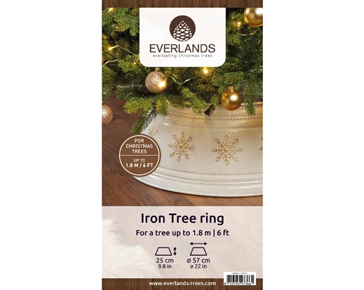 Christmas Tree Ring – Iron White with Gold Snowflakes 57cm - Image 2