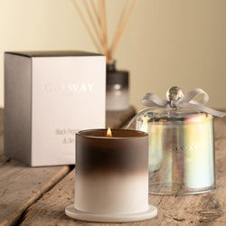 Galway Crystal Black Pepper Gin Bell Jar Candle - scented candle in glass jar, available at Keans Claremorris