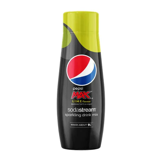 SodaStream Pepsi Max Lime Flavour 440ml bottle makes up to 9L fizzy drink, black bottle - available at Keans Claremorris.